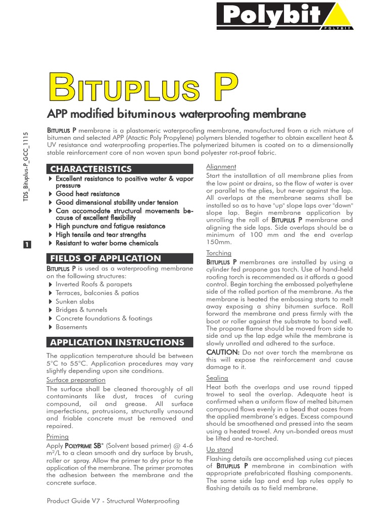 BITUPLUS P Waterproofing Guide | PDF | Asphalt | Concrete