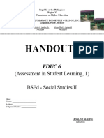 Handouts: (Assessment in Student Learning, 1) Bsed - Social Studies Ii