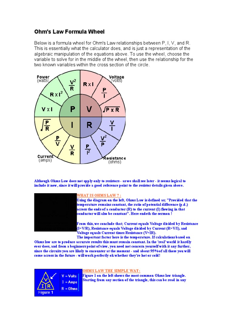 Ohm's Law Formula Wheel What Is Ohms Law ? PDF Electrical Resistance And Conductance Quantity