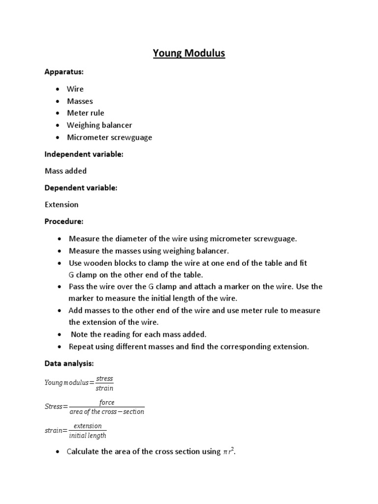 Young's Modulus Experiment Guide | PDF