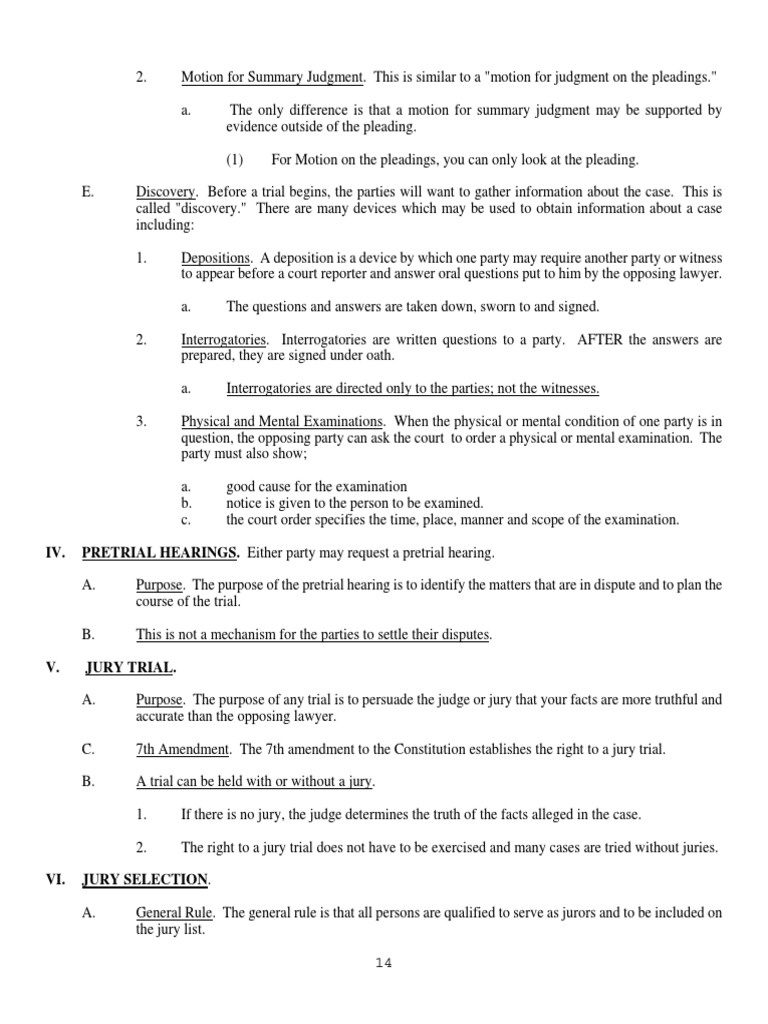 Iv. Pretrial HEARINGS. Either Party May Request A Pretrial Hearing