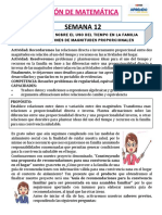 Sesión 12 - Planteamos Ideas Del Uso Del Tiempo y Recursos en La Familia A Partir de Justificaciones Sobre Magnitudes Proporcionales