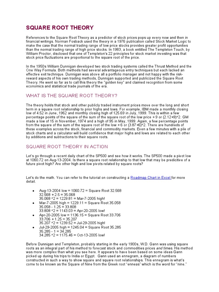 Square Root Theory in Stock Trading | PDF | Algorithmic Trading | Stocks