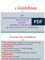 APA Guidelines: BY Department of Foundations of Education Under Central Department of Education T.U. Kirtipur