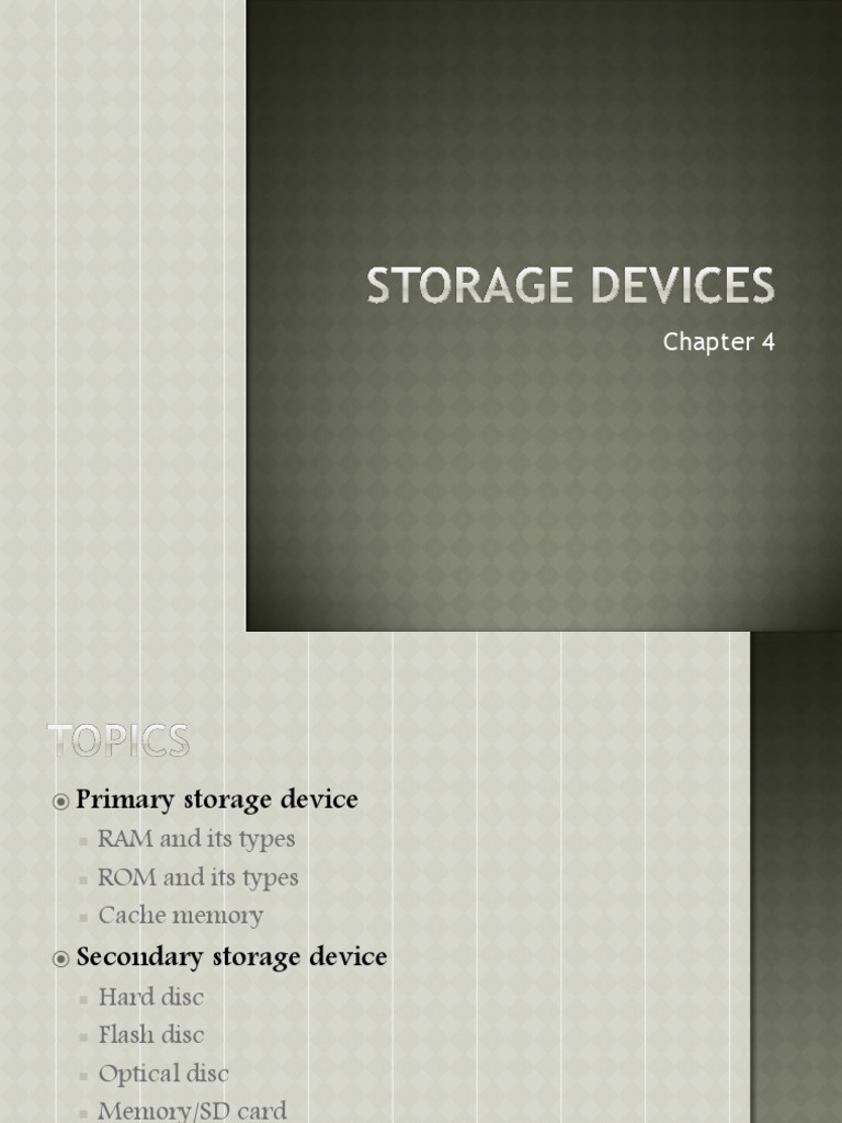 4.storage Devices PDF PDF Computer Data Storage Random Access Memory