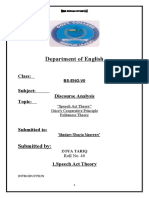 Department of English: Class: Subject: Discourse Analysis Topic