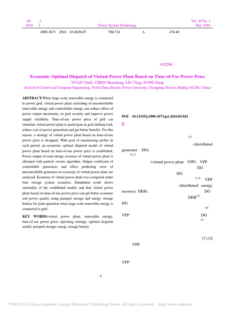 Virtual Power Plant Economic Optimization | PDF | Electrical Grid ...