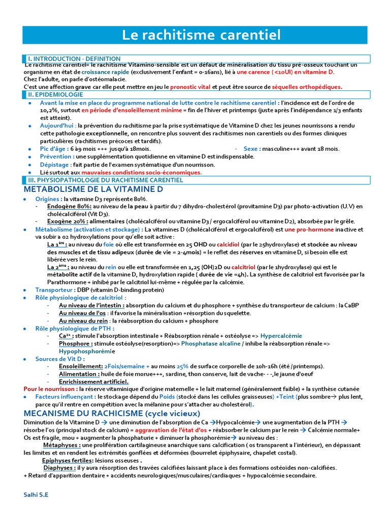 Rachitisme carentiel : causes et prévention | PDF | Vitamine D ...