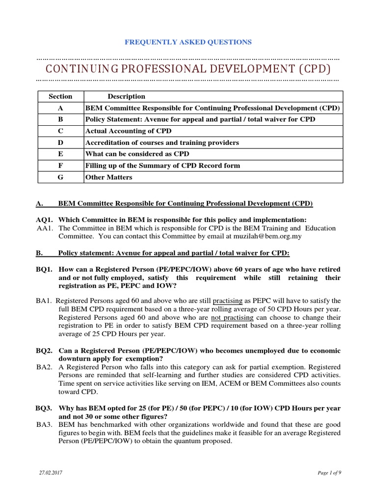 BEM CPD Requirements and Guidelines | PDF | Mentorship | Professional ...