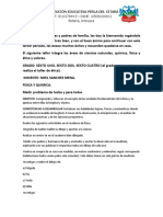 Taller Numero Uno Integrado, Ciencias, Quimica, Fisica y Etica. Grado Sexto Por Noel Sanchez Mena Tercer Periodo.