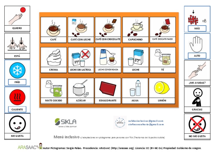 Menú Inclusivo con Pictogramas TEA | PDF