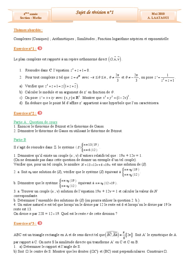 Sujet Bac Maths Es Corrigé | Sujets et corrigés de Mathématiques ...