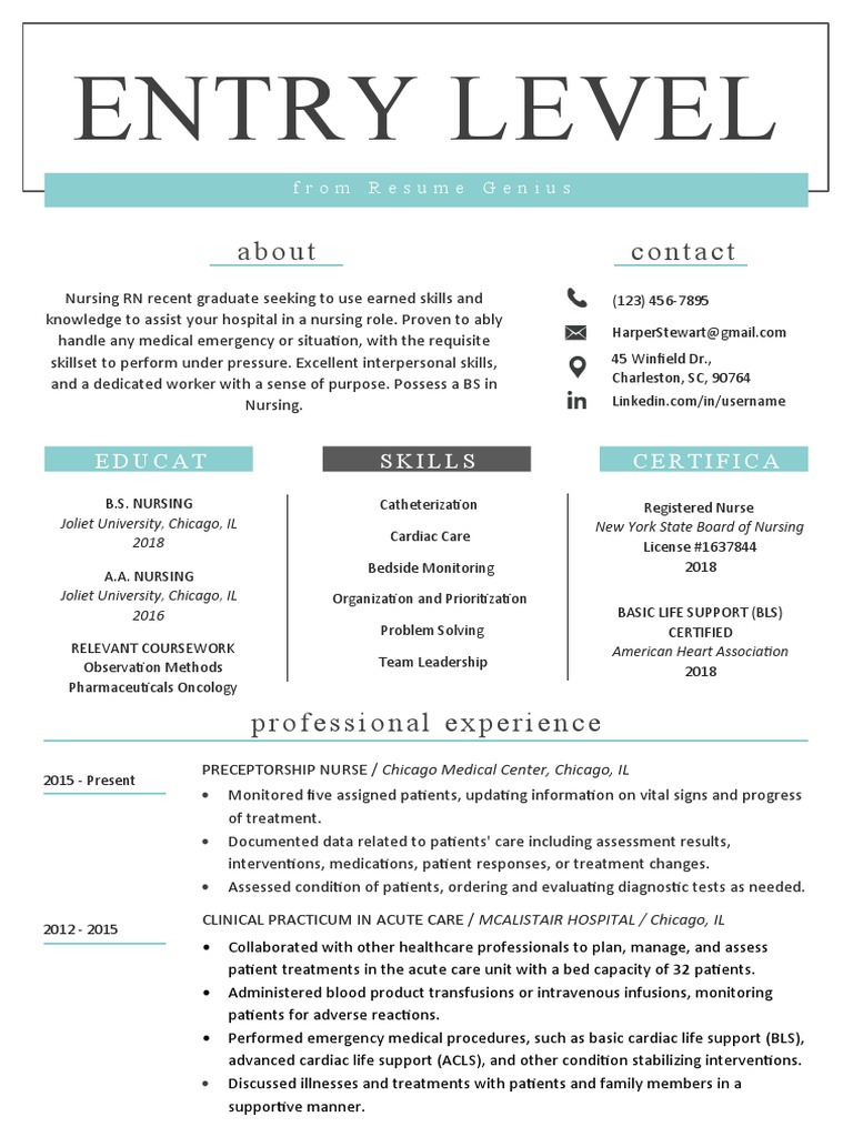 Entry Level Nurse Resume Sample - 1723667404