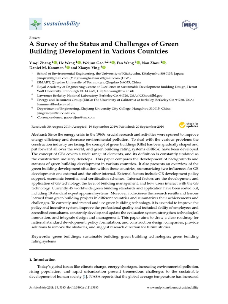 A Survey of The Status and Challenges of Green Building Development in ...