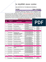 National Institute of Technology Rourkela: Selection List For Admission To Ph.D. Programme 2020-21 (Autumn)