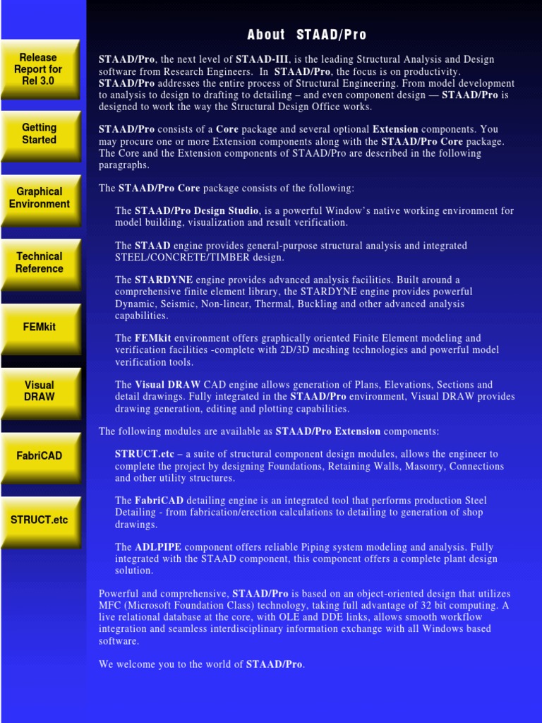 About STAAD/Pro: Release Report For Rel 3.0 | PDF | Computing ...