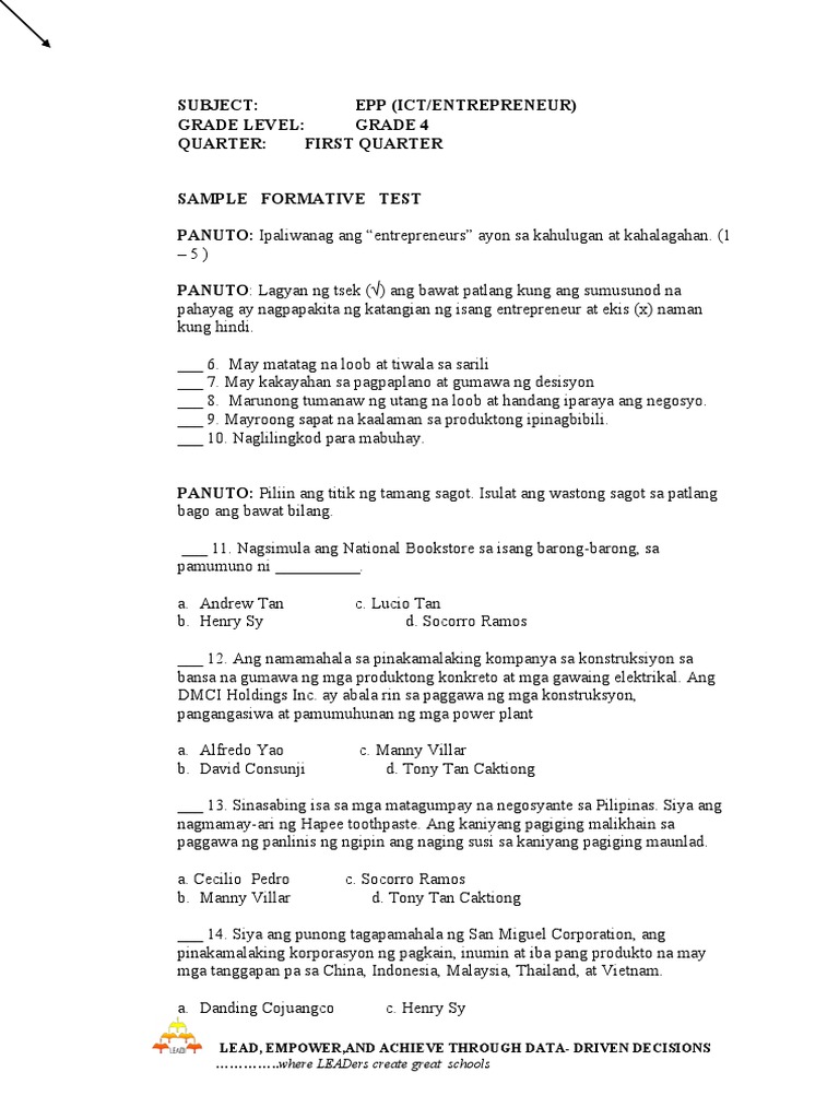EPP - Grade 4 | PDF