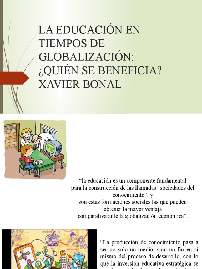 La Educación en Tiempos de Globalización Xavier Bonal | PDF