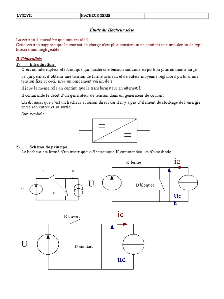 Etude Du Hacheur Serie PDF | PDF | Électrotechnique | Électricité