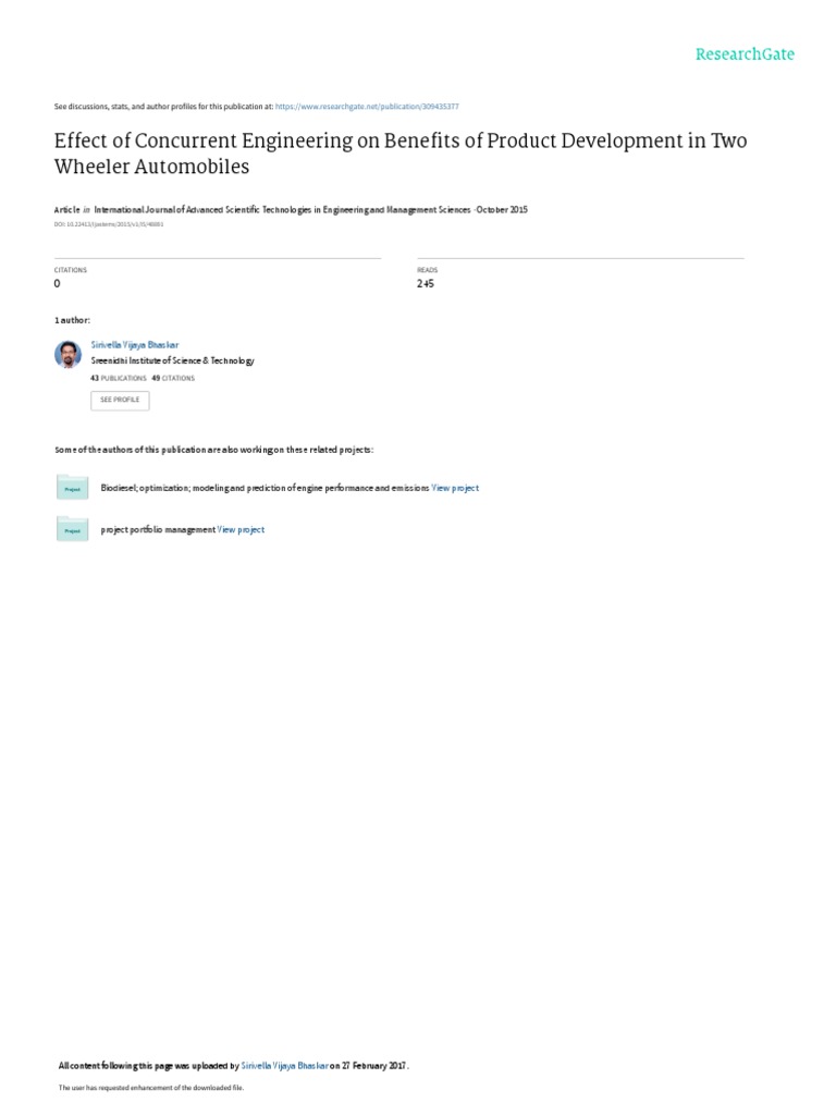 Effect of Concurrent Engineering On Benefits of PR | PDF | New Product ...