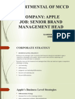 Departmental of MCCD Company: Apple Job: Senior Brand Management Head