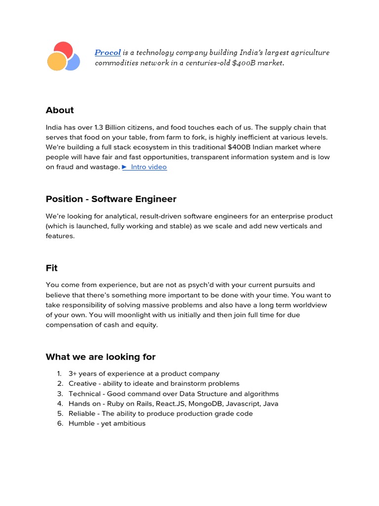 Procol Software Engineer Salary Overview | PDF | Information Technology ...
