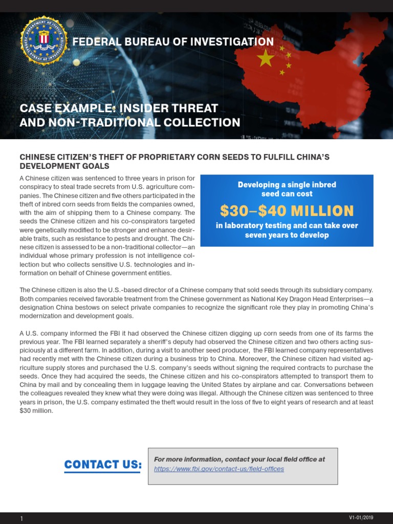 Insider Threat: Theft of Corn Seeds | PDF | Federal Bureau Of ...
