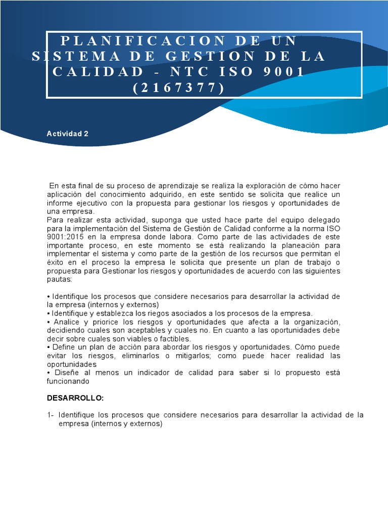 Gestión de Riesgos y Oportunidades ISO 9001 | PDF | Planificación ...