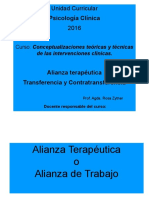 Alianza Terapéutica, Transferencia y Contratransferencia 2016