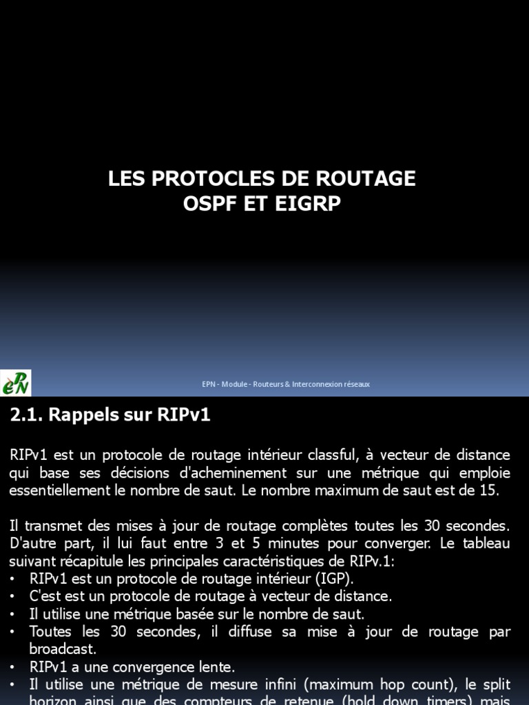 RIPv1 et RIPv2 : Comparaison et Configuration | PDF | Routage | Adresse IP