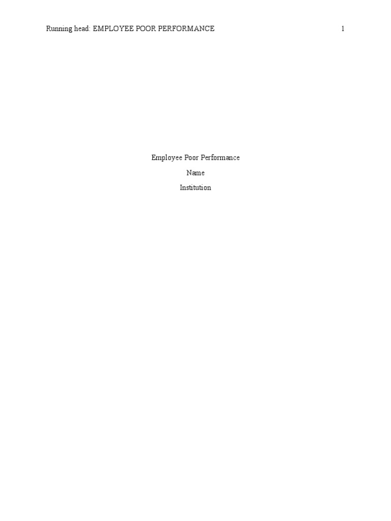 Addressing Employee Poor Performance | PDF | Performance Appraisal ...