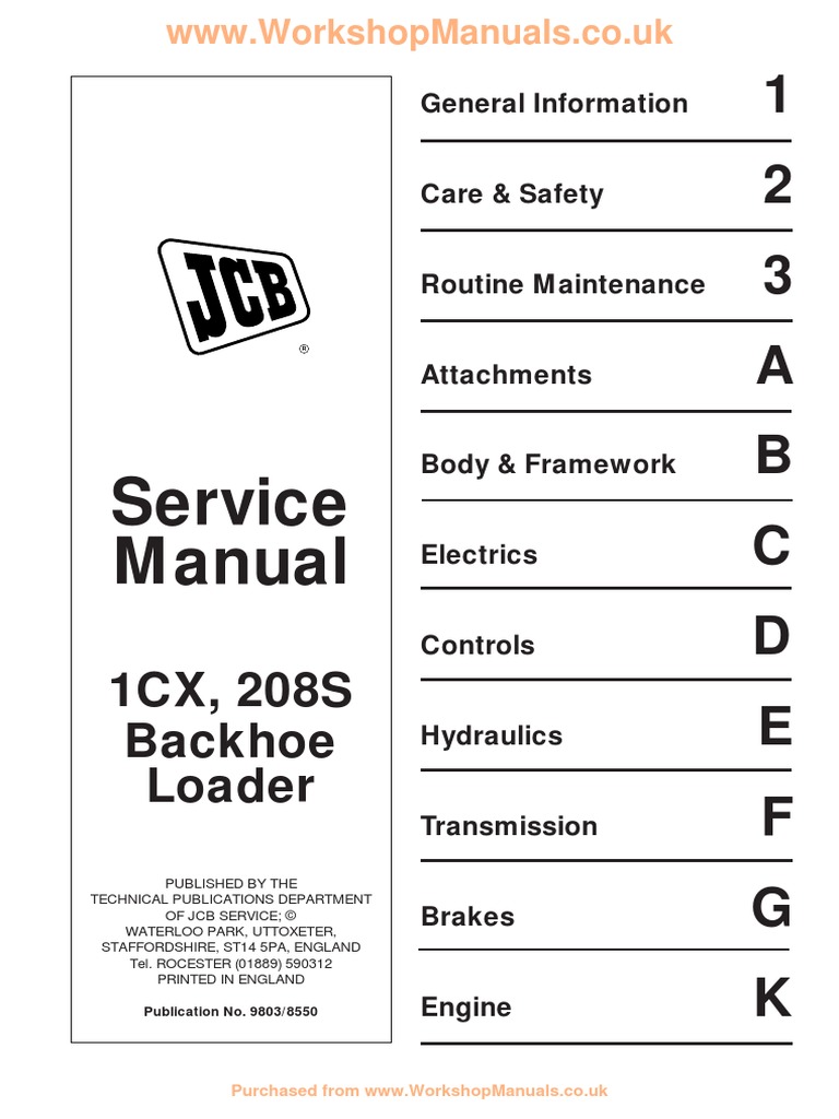 LIMIT OVER COLLECTION -RIVALS- スペシャルパック 2111236-Jcb 1cx 208s Backhoe Loader Workshop Service Manual PDF