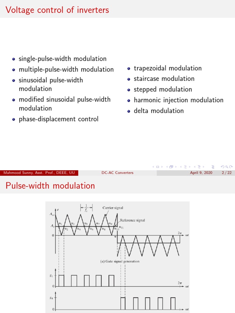 Pulse Width Modulation Techniques | PDF | Power Inverter | Modulation