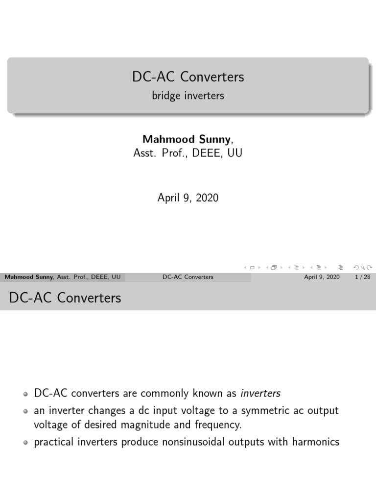 PE Lecture 6 - Bridge Inverters PDF | PDF | Power Inverter | Rectifier