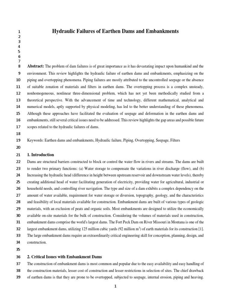 Hydraulic Failures of Earthen Dams and Embankments | PDF | Dam | Civil ...