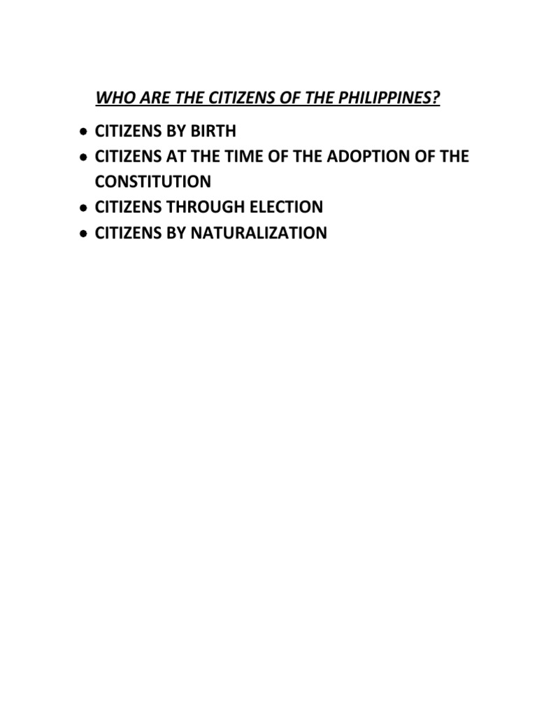 Citizens of the Philippines Explained | PDF