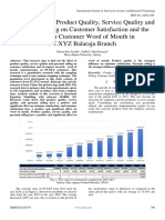 The Influence of Product Quality, Service Quality and Personal Selling On Customer Satisfaction and The Impact On Customer Word of Mouth in PT - Xyz Balaraja Branch