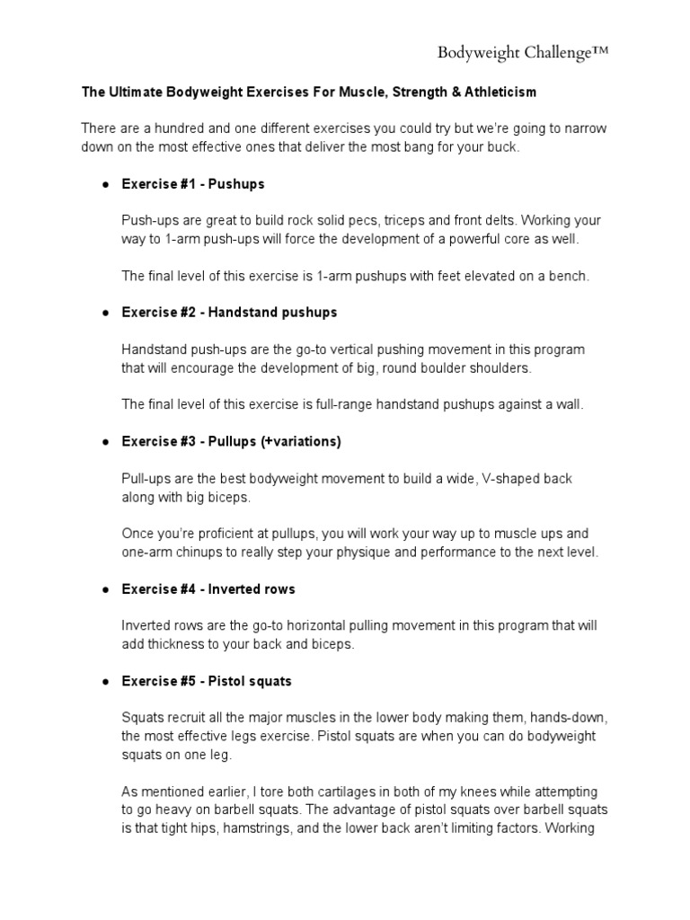Ultimate Bodyweight Exercises | PDF | Physical Exercise | Physical Fitness