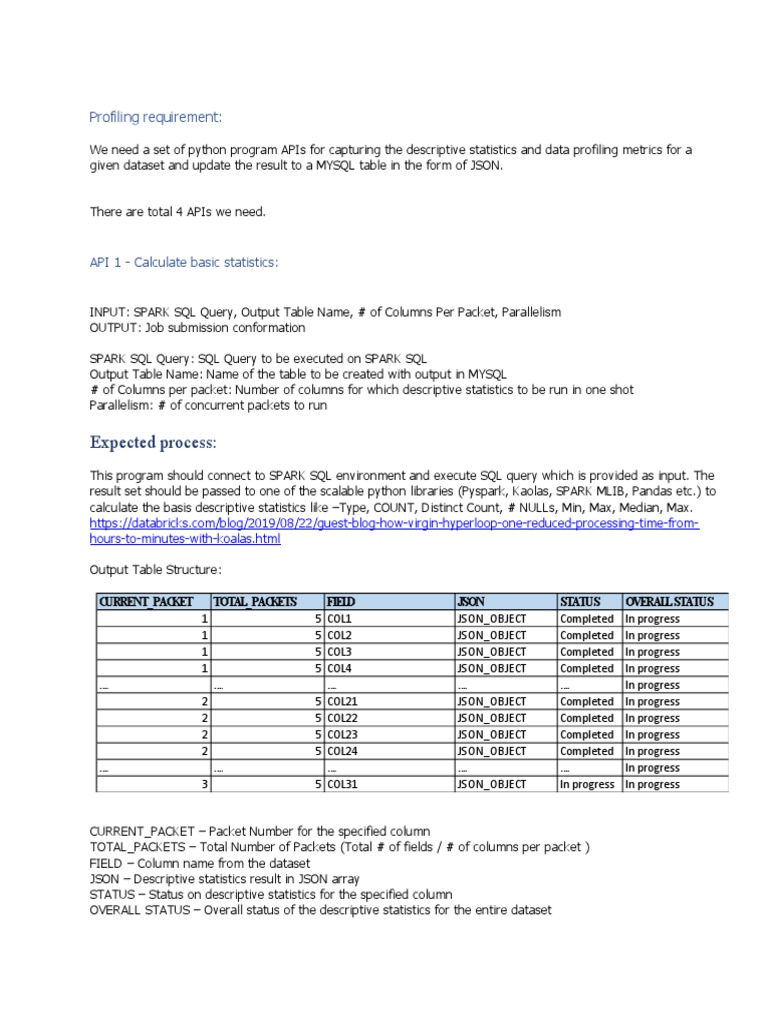 Python APIs for Data Profiling in MySQL | PDF | Apache Spark | Sql