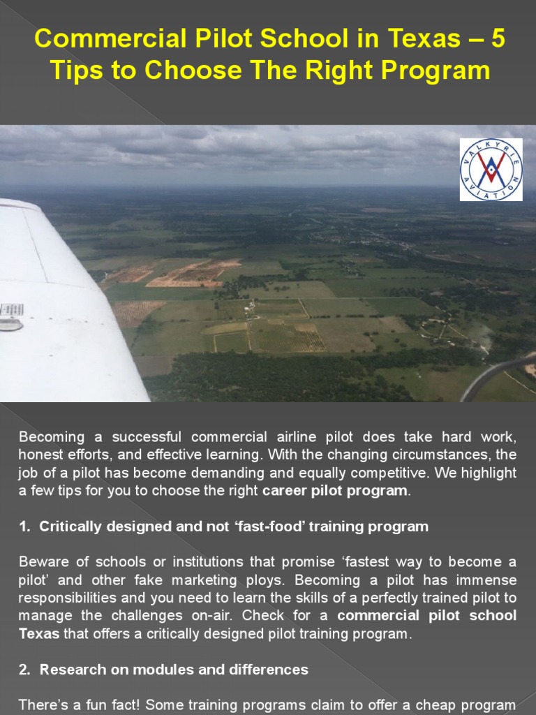 Commercial Pilot School in Texas 5 Tips To Choose The Right Program