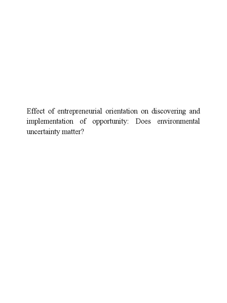Effect of Entrepreneurial Orientation On Discovering and Implementation ...