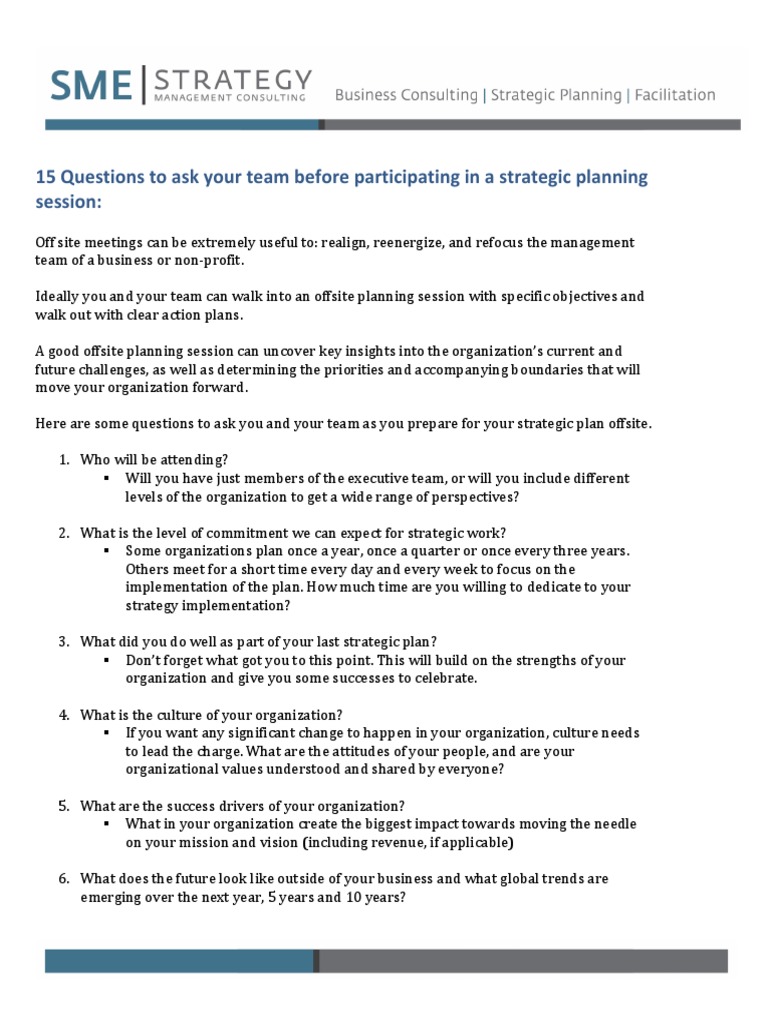 What You Should Ask Your Team Before Strategic Planning PDF | PDF ...