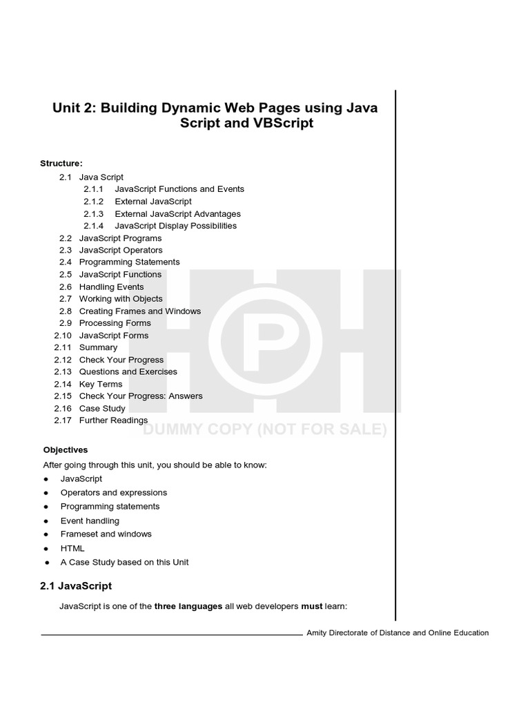 Dynamic Web Pages with JavaScript | PDF | Java Script | Subroutine