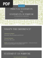 Personal Statements vs. Statements of Purpose PPT PDF