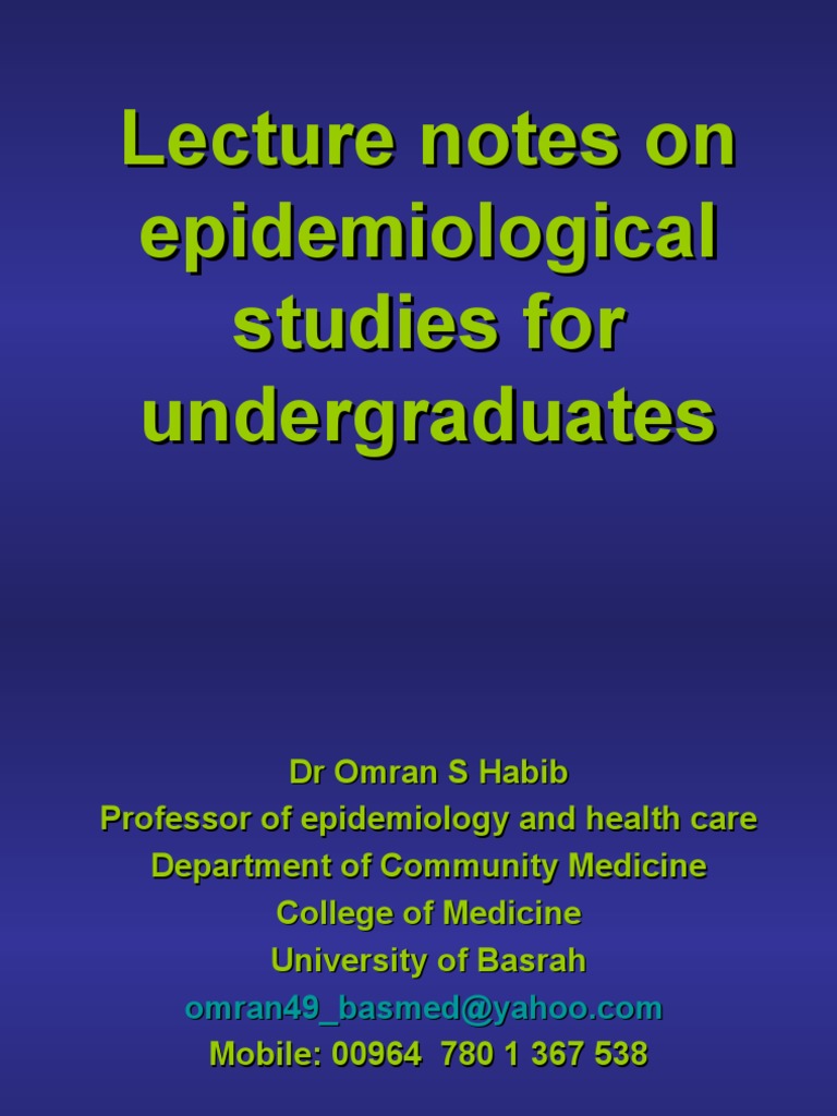 Classification of Epidemiological Studies | PDF | Cohort Study ...