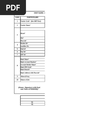 Vendor Creation form