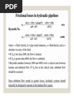 Frictional Losses in Hydraulic Pipelines: Reynolds No. y