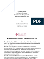 By Sudhanshu Arora A2701409014: Summer Project On Room Revenue - Based On The Study Done in Ramada Plaza New Delhi