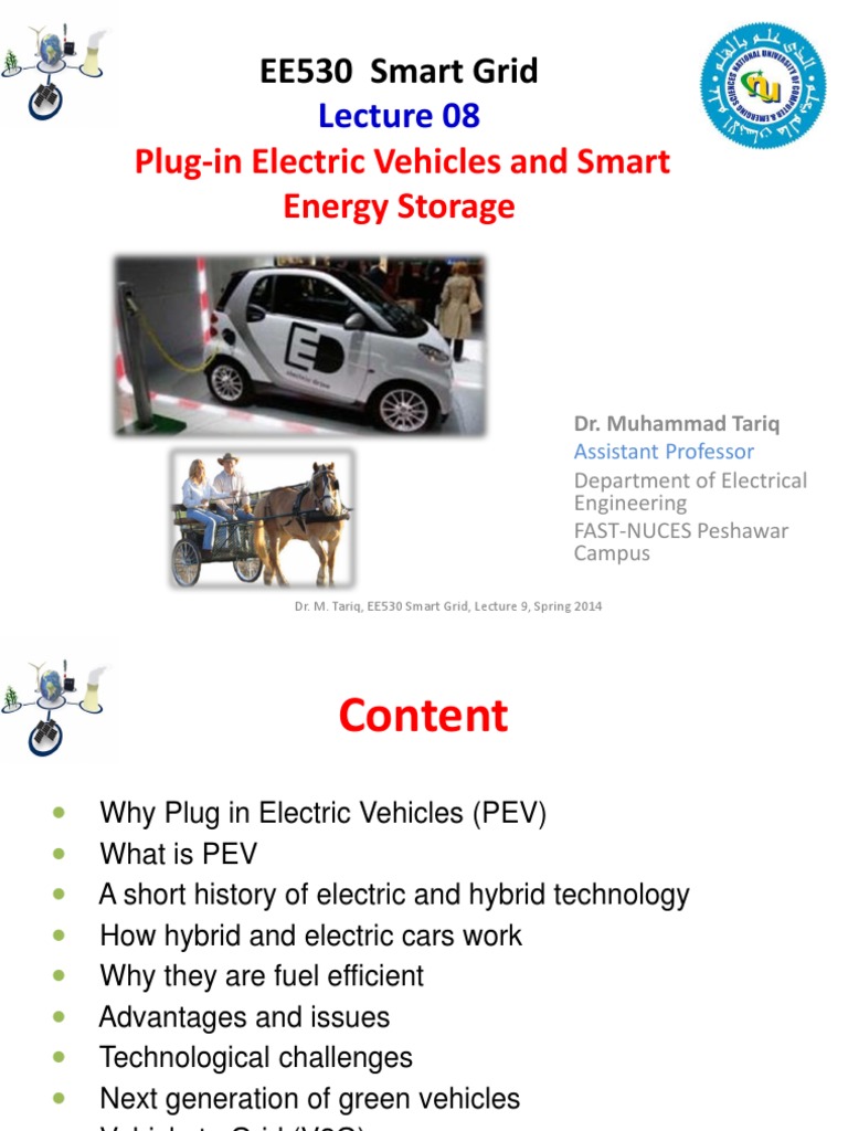 Lecture 09 Plug in Electric Vehicles and Smart Grid PDF PDF Plug In Hybrid Electric Vehicle