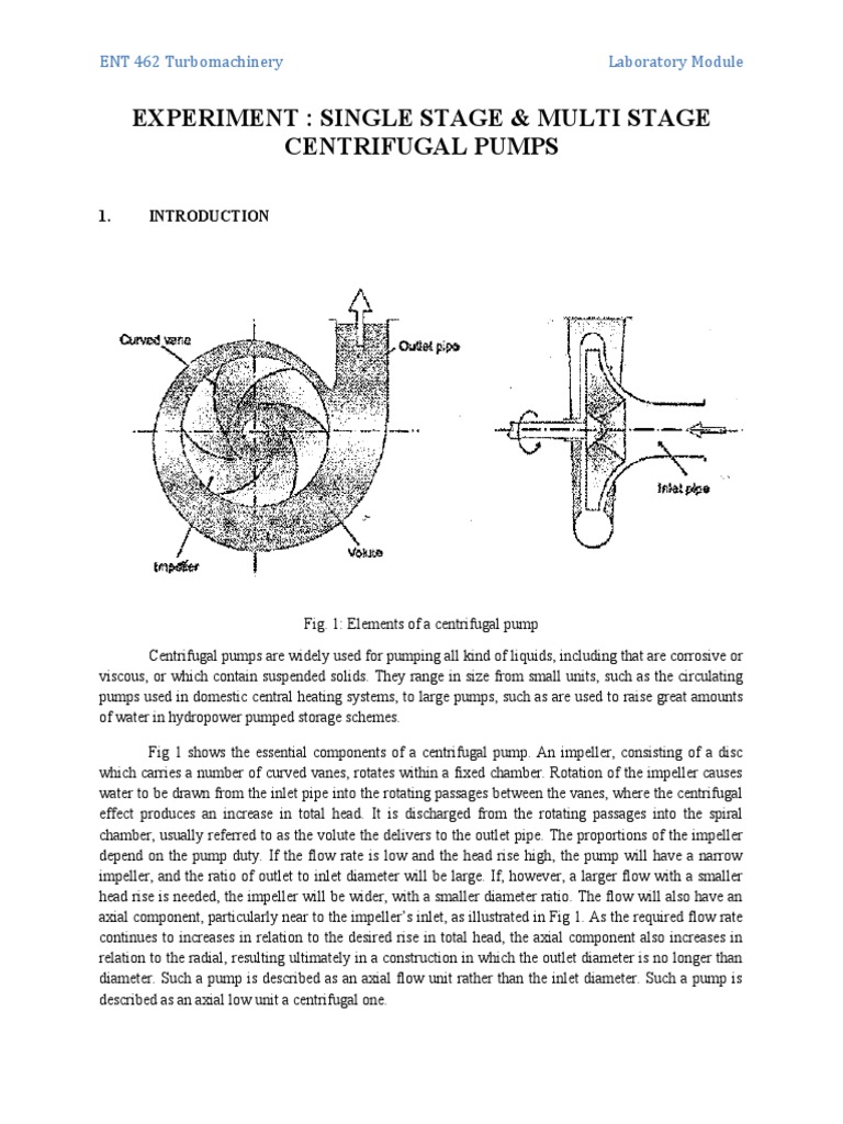 Experiment Single Stage & Multi Stage Centrifugal Pumps ENT 462